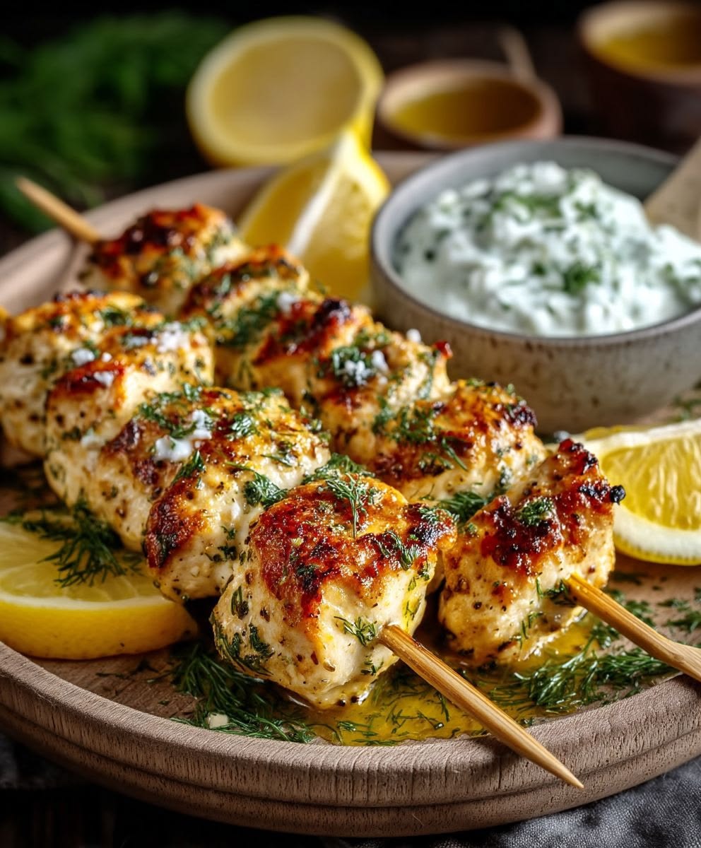 Greek chicken skewer