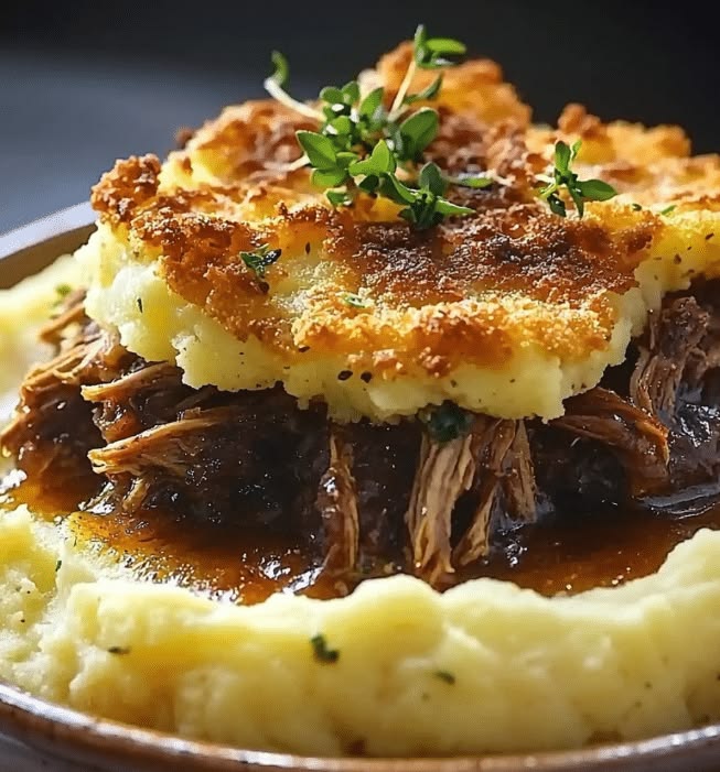 Shepherd pie pulled beef